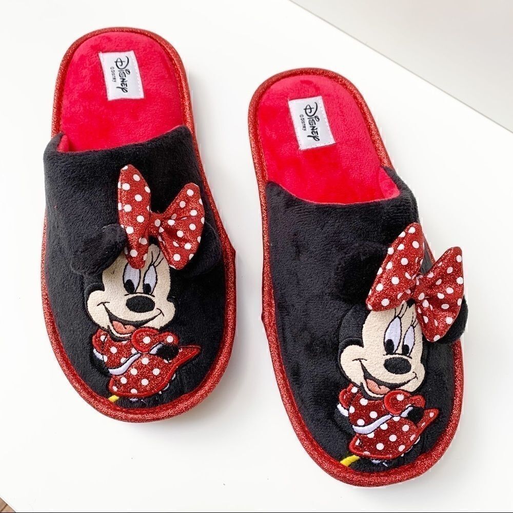 Disney Minnie Mouse Red & Black Slippers with Gift Box - Picture 8 of 12